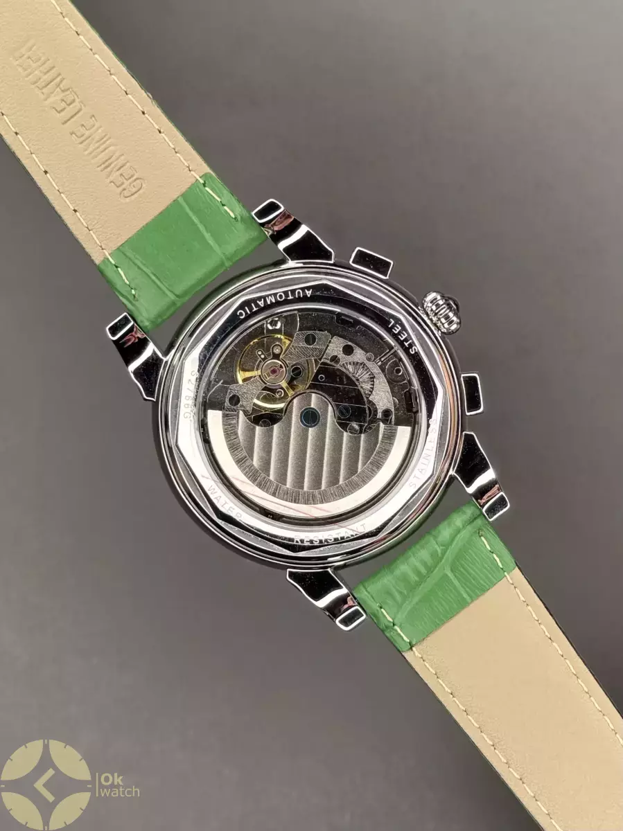 ساعت مچی پتک فیلیپ فول دیت بند چرمی سبز صفحه سبز Patek Philippe