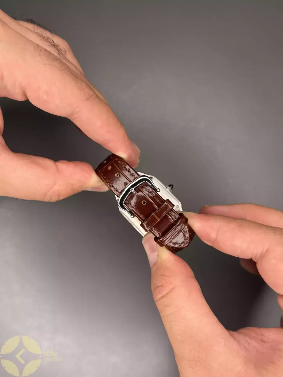 ساعت مچی کارتیه دومونت بند چرمی قهوه ای قاب استیل Cartier