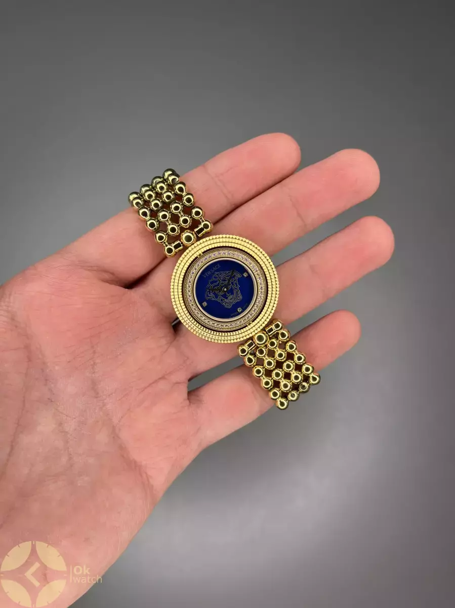 ساعت مچی ورساچه قاب چرخشی صفحه سرمه ای Versace