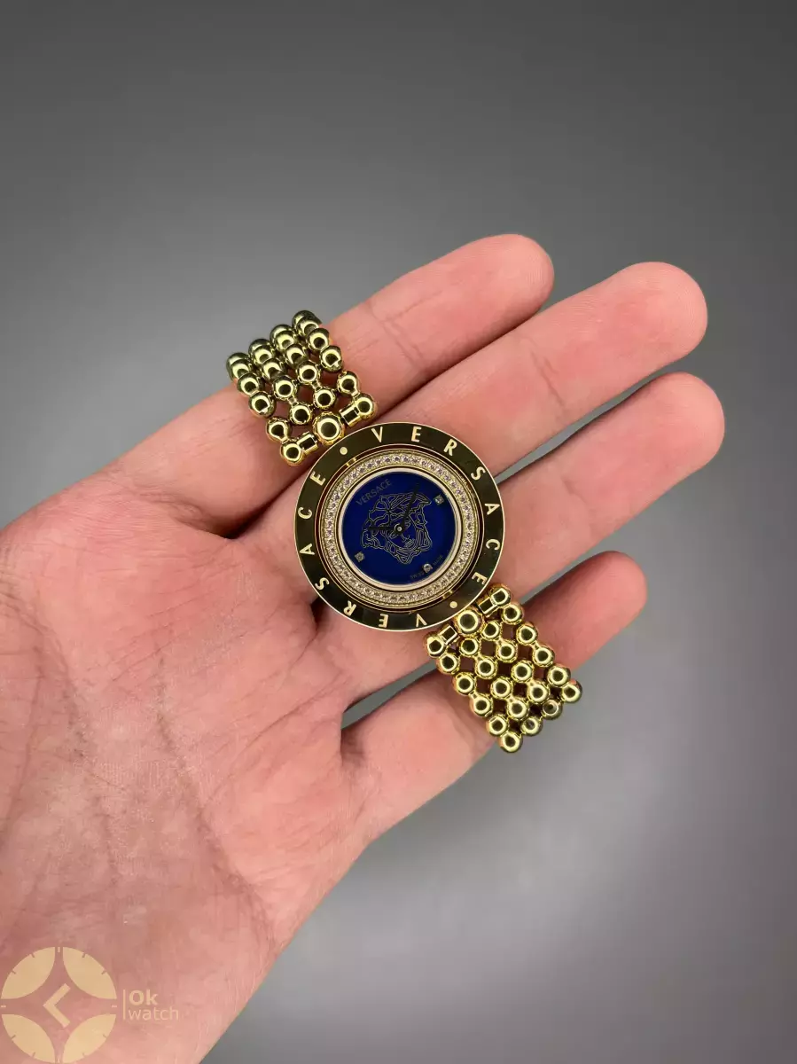 ساعت مچی ورساچه قاب چرخشی صفحه سرمه ای Versace