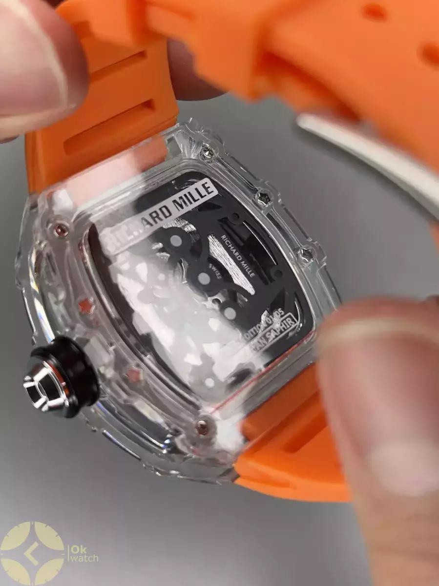 ساعت مچی ریچارد میل صفحه اسکلتون بند رابر نارنجی Richard Mille