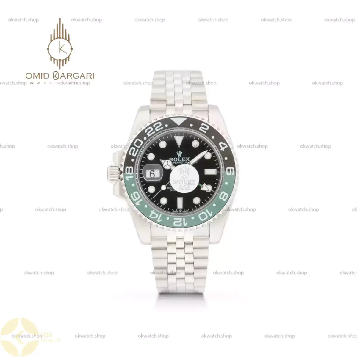 ساعت مچی رولکس جی ام تی مستر اتوماتیک بند سیلور صفحه مشکی Rolex Submariner