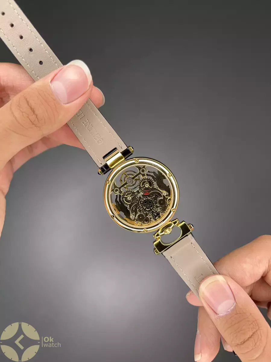 ساعت مچی بووه بند چرمی مشکی صفحه اسکلتون طرحدار Bovet