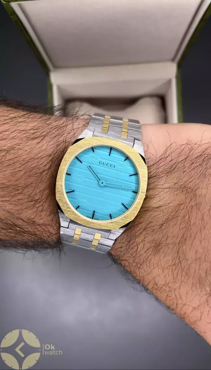 ساعت مچی گوچی سیلورطلایی صفحه تیفانی Gucci