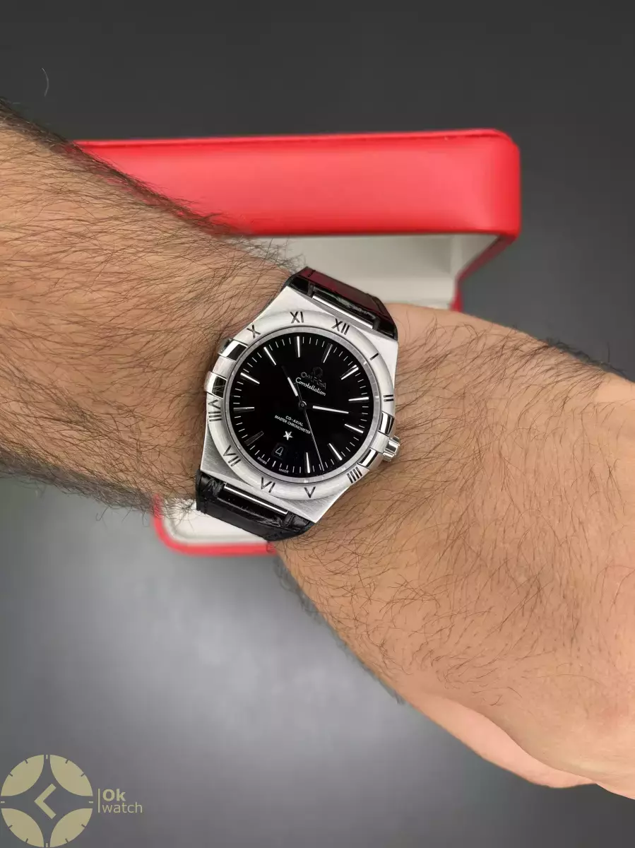 ساعت مچی امگا کانستلیشن بند مشکی صفحه مشکی Omega Constellation