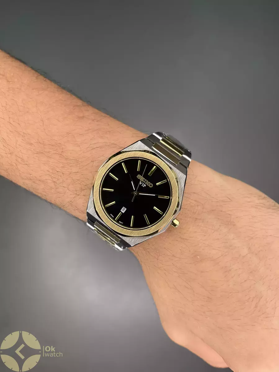 ساعت مچی سیکو سیلورطلایی صفحه مشکی Seiko VIP