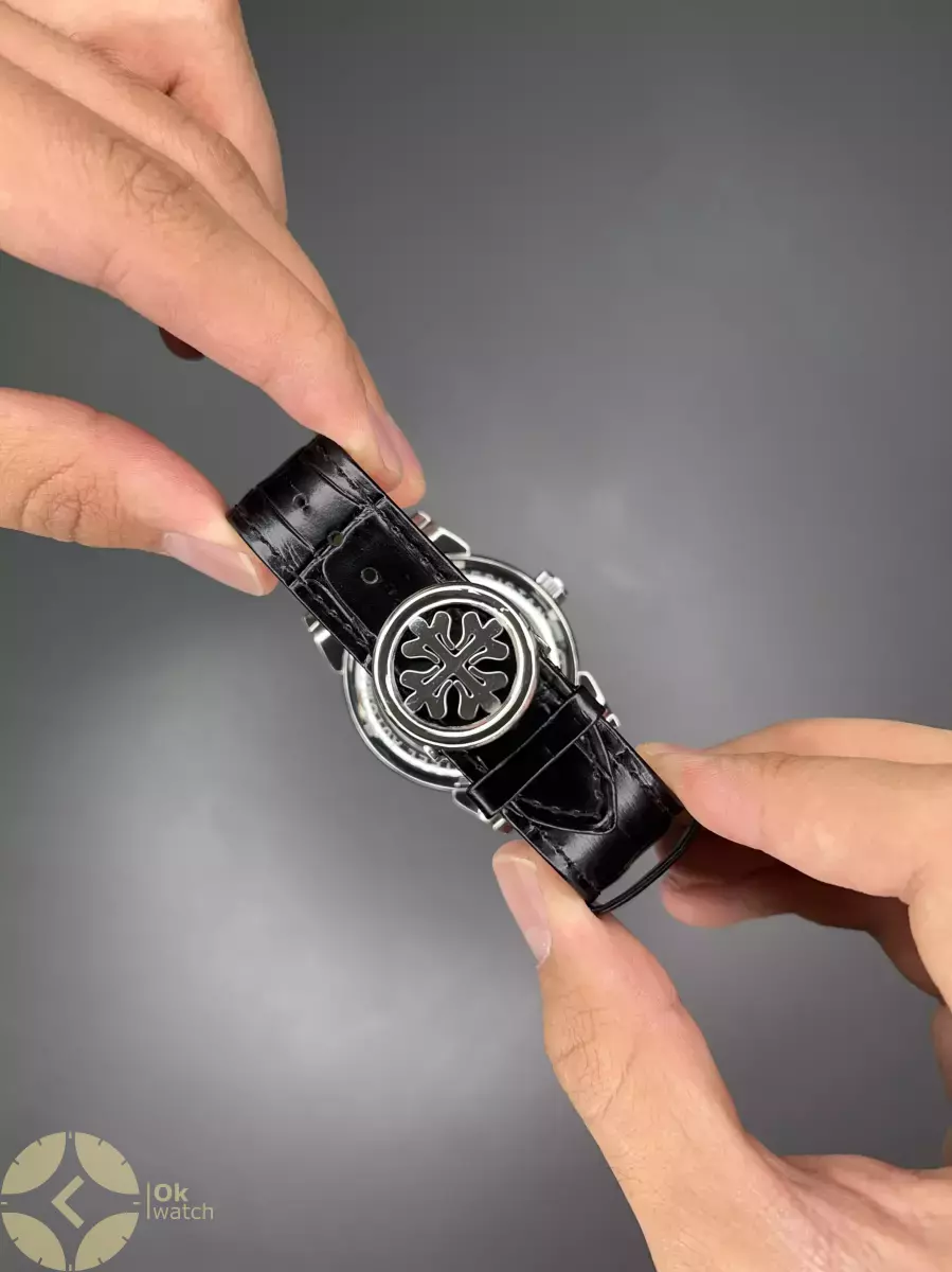 ساعت مچی پتک فیلیپ اتوماتیک دو توربین مشکی صفحه سرمه ای Patek Philippe