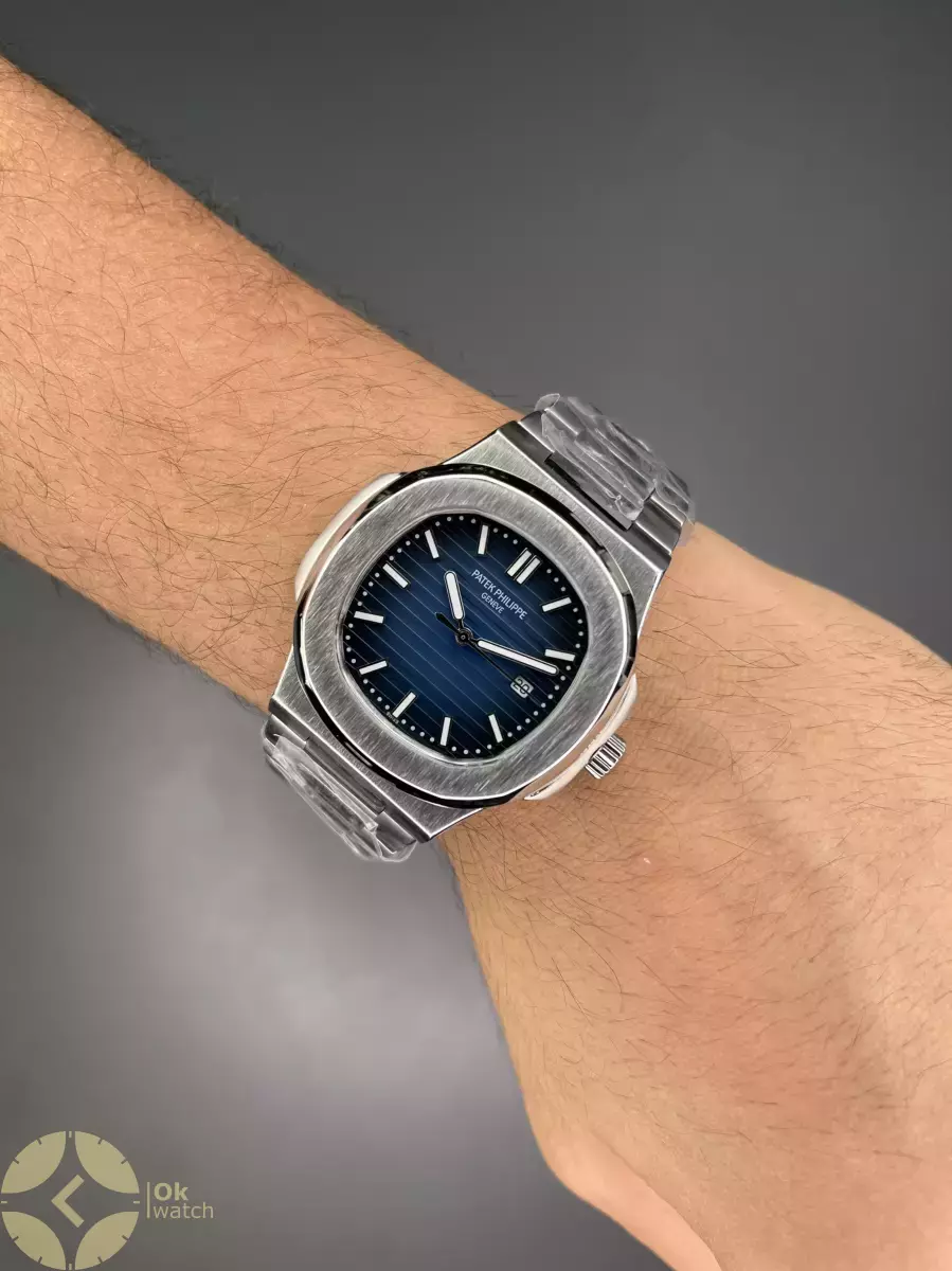 ساعت مچی پتک فیلیپ ناتیلوس سیلور صفحه سرمه ای Patek  Philippe Nautilus