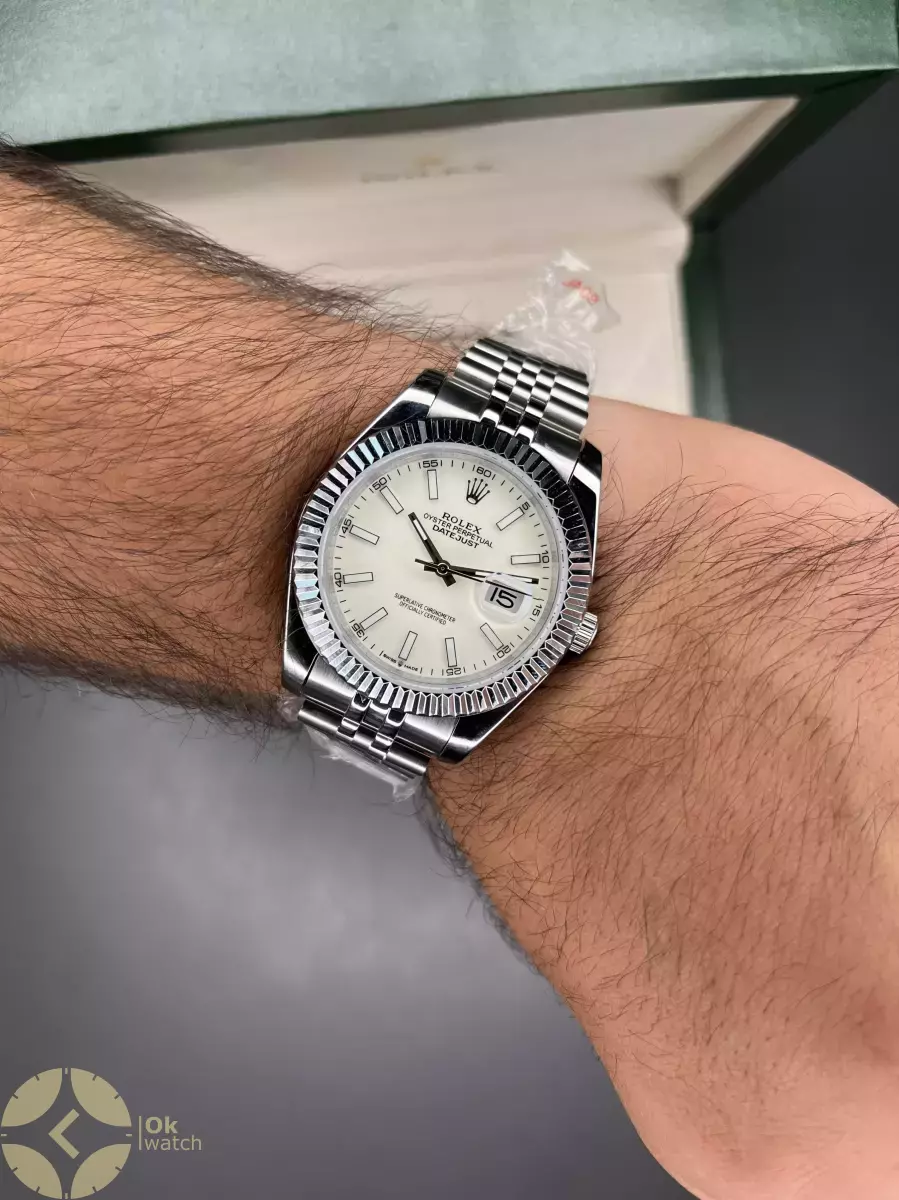 ساعت مچی رولکس دیت جاست صفحه شیری بند سیلور Rolex Datejust