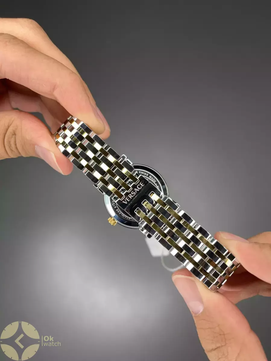 ساعت مچی ورساچه دورحکاکی سیلورطلایی صفحه طلایی Versace Greca