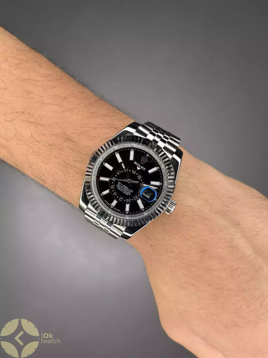 ساعت مچی رولکس اسکای دولر سیلور صفحه مشکی Rolex Dweller
