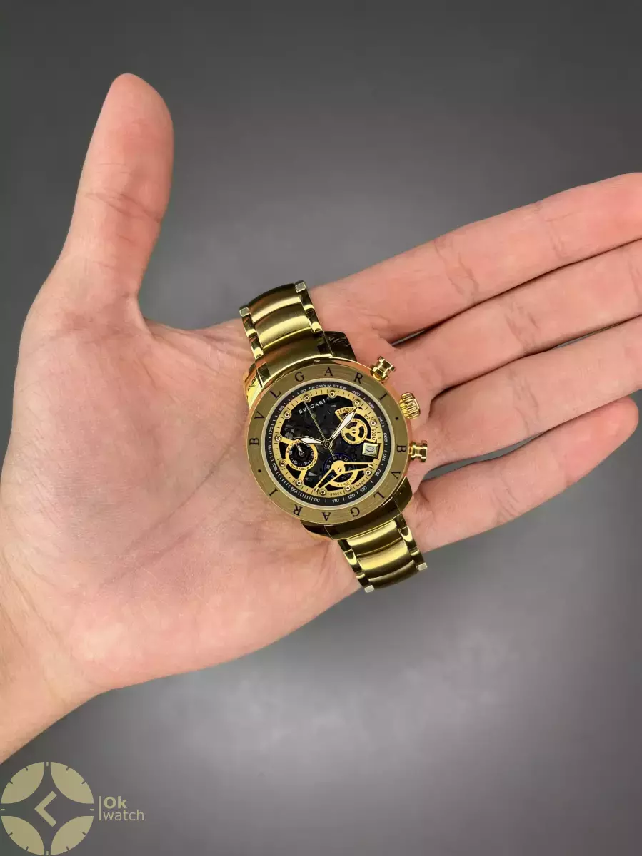 ساعت مچی بولگاری کورنوگراف صفحه اسکلتون طلایی Bvlgari