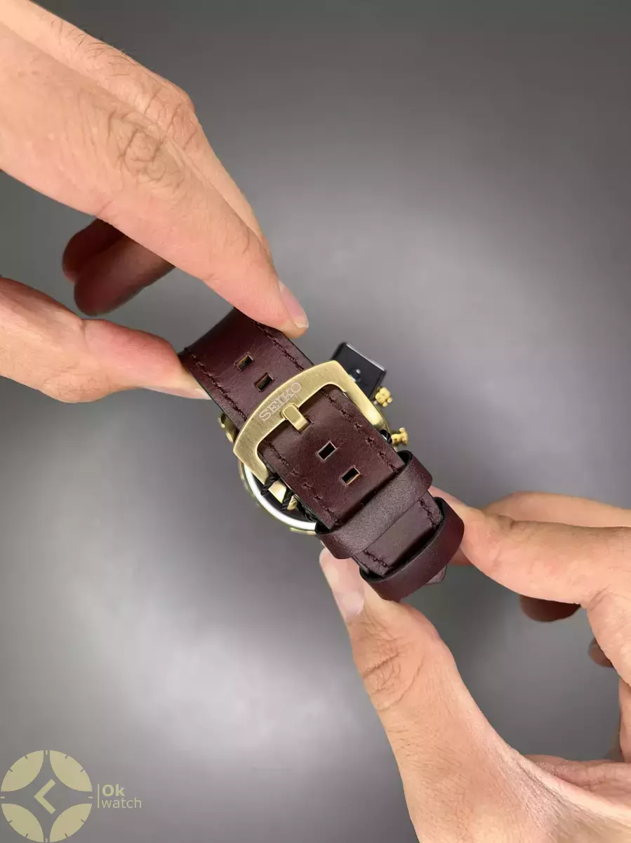 ساعت مچی سیکو فول دیت چرمی قهوه ای صفحه مشکی seiko