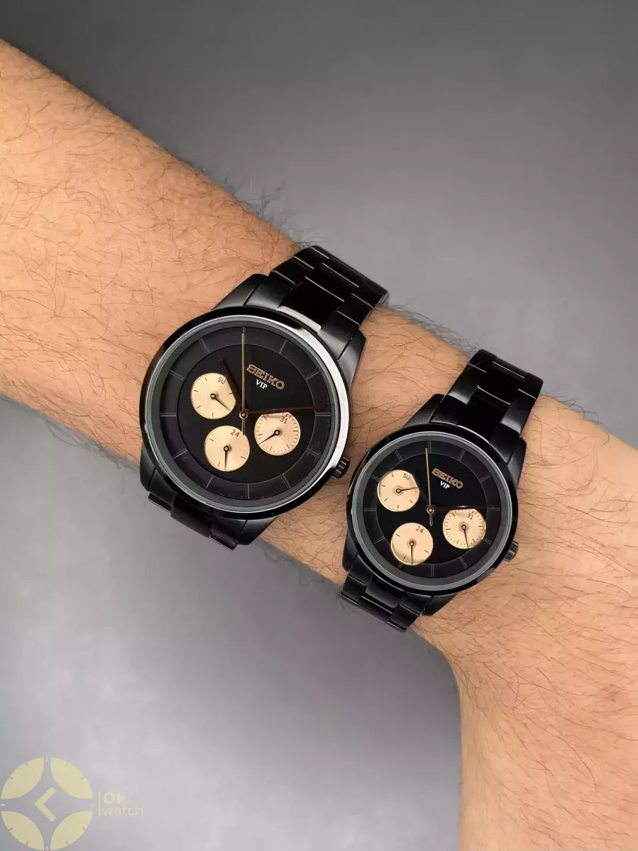 ساعت مچی سیکو فول دیت بند و صفحه مشکی Seiko