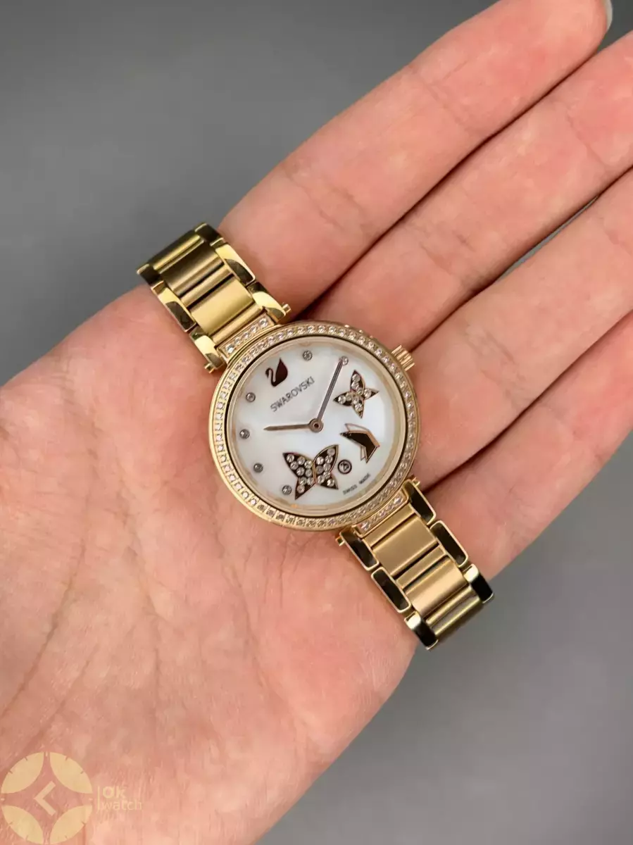 ساعت مچی سواروسکی صفحه طرحدار سفید رزگلد Swarovski