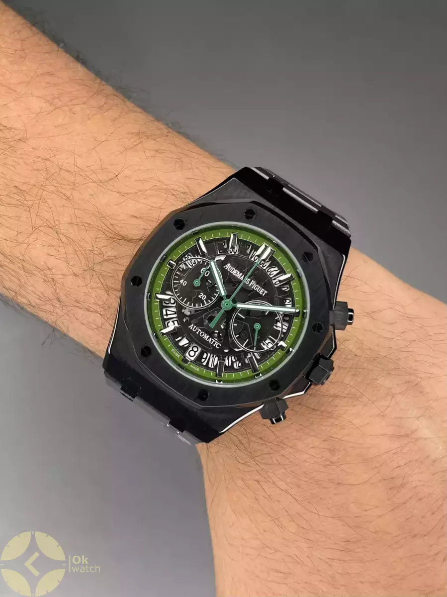 ساعت مچی اودمار پیگه صفحه اسکلتون بند مشکی Audemars Piguet
