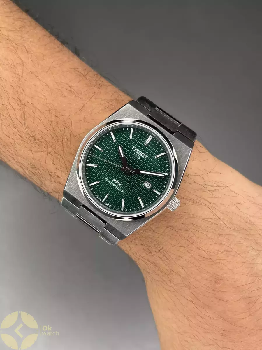 ساعت مچی تیسو پیاریکس سیلور صفحه سبز طرحدار Tissot PRX