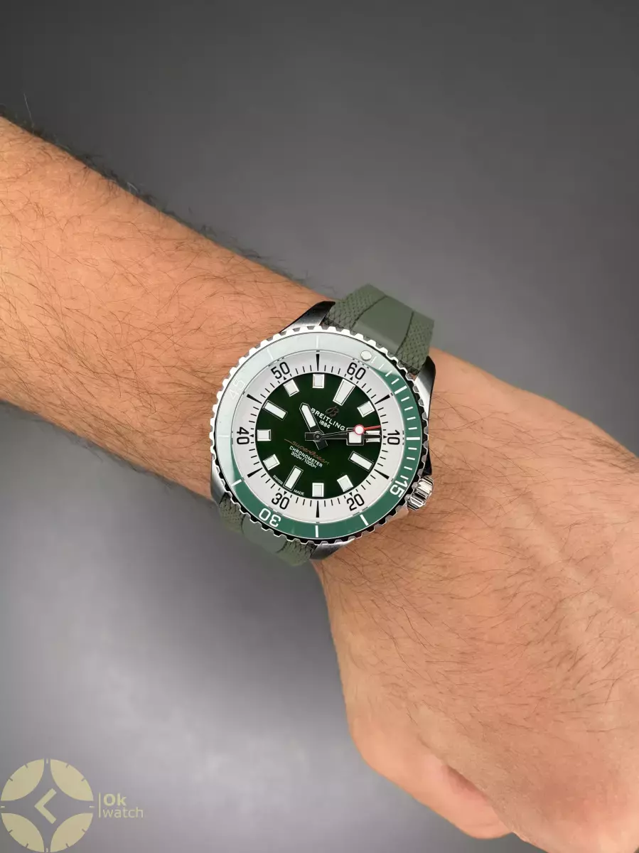ساعت مچی برایتلینگ موتور اتوماتیک بند رابر سبز Breitling