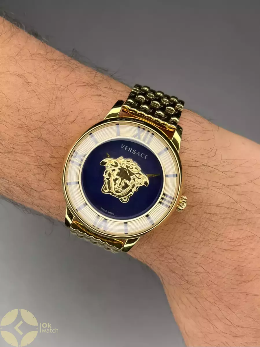 ساعت مچی ورساچه طلایی صفحه طرحدار سرمه ای Versace La Medusa