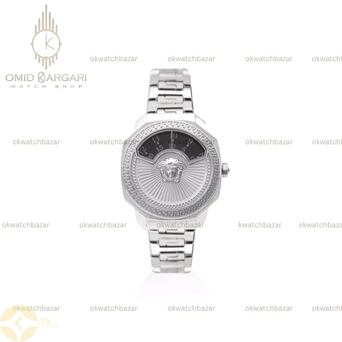 ساعت مچی ورساچه بند سیلور صفحه مشکی Versace Dylos