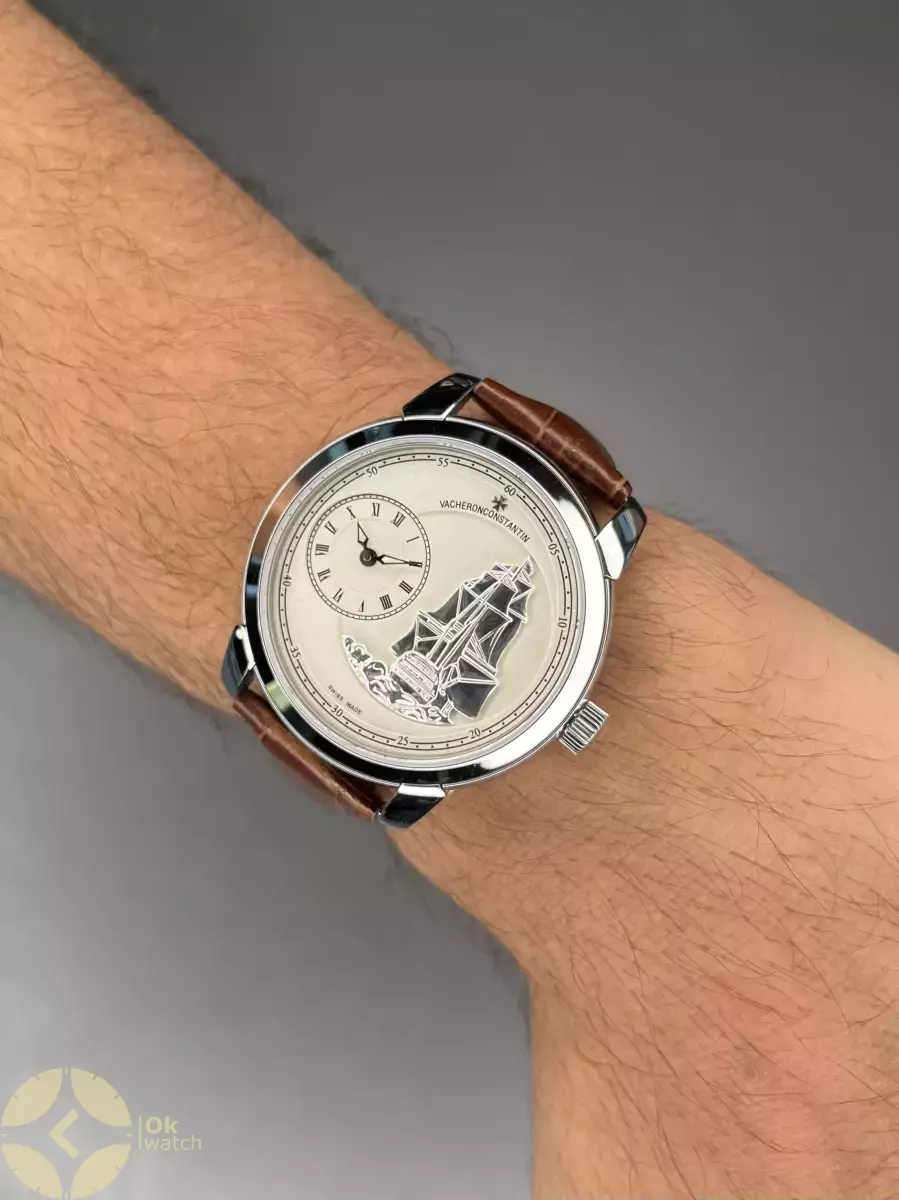 ساعت مچی وشرون کنستانتن صفحه طرحدار چرمی قهوه ای Vacheron Constantin