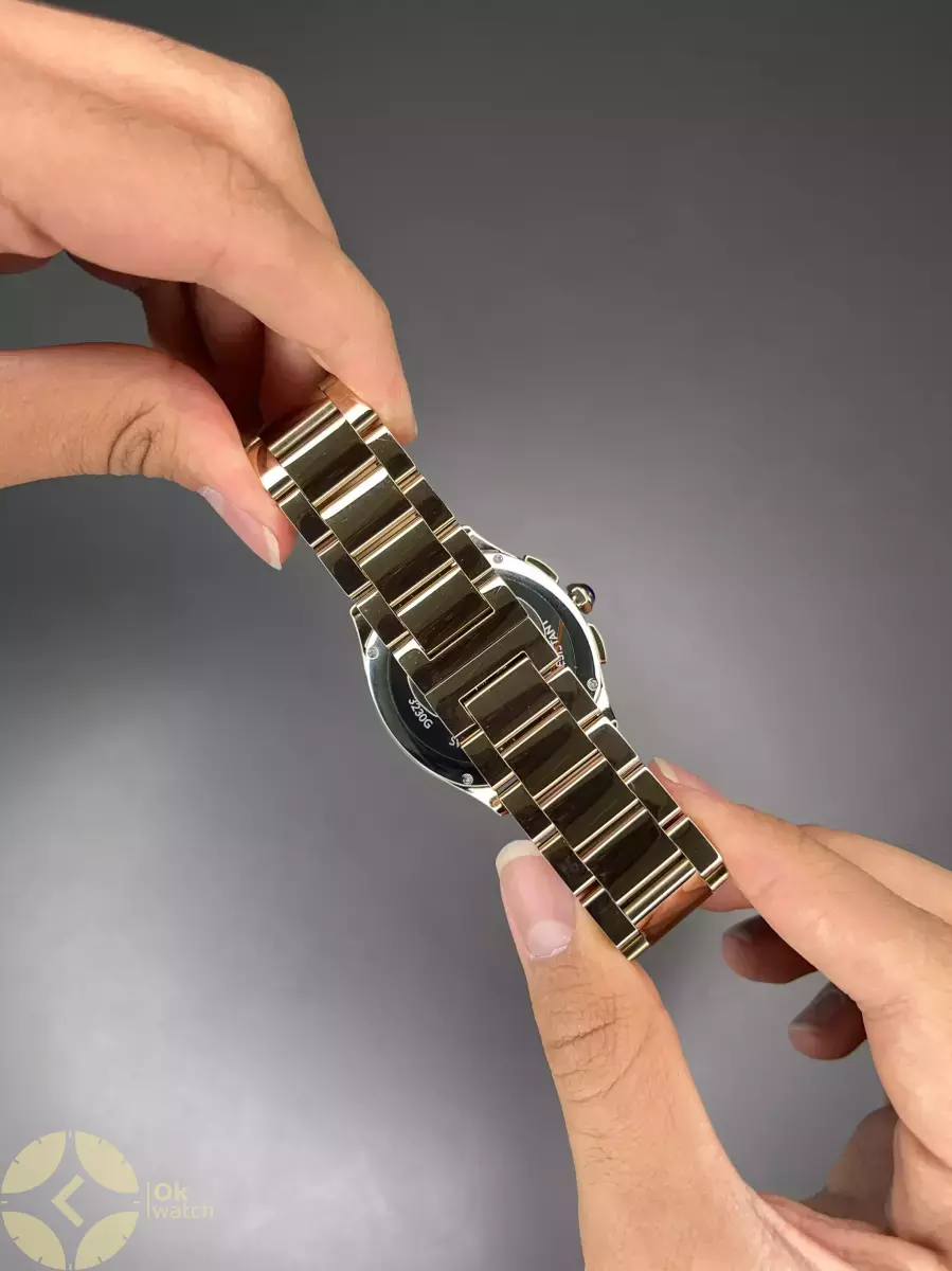 ساعت مچی کارتیه کورنوگراف بند فلزی رزگلد صفحه آبی Cartier