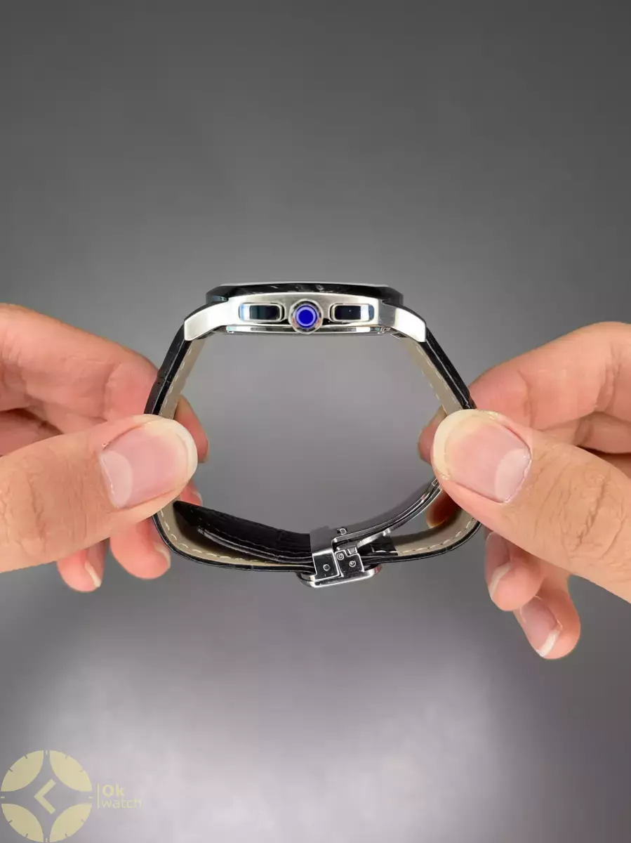 ساعت مچی کارتیه کورنوگراف بند چرمی مشکی صفحه سبز Cartier