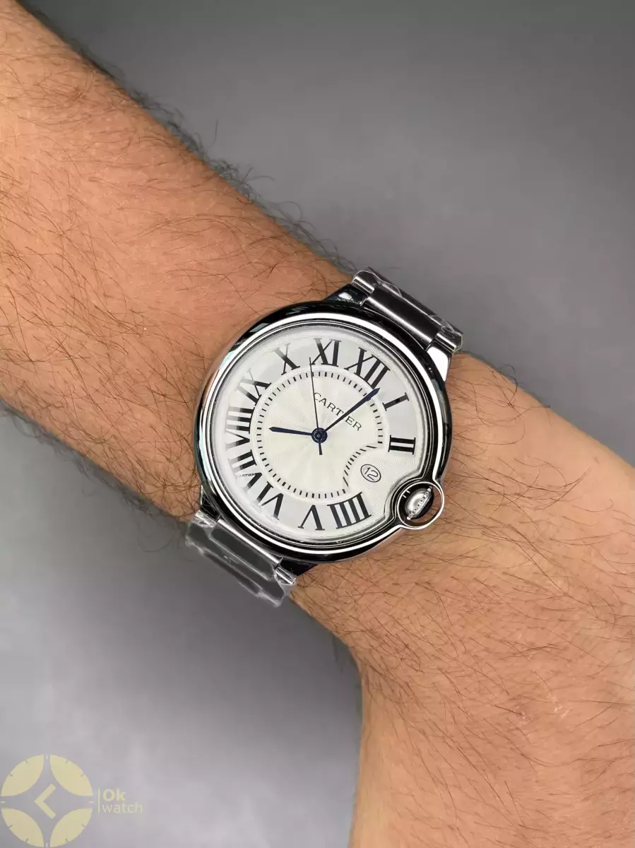 ساعت مچی کارتیه بلن بولو بند سیلور صفحه سفید Cartier Ballon Bleu