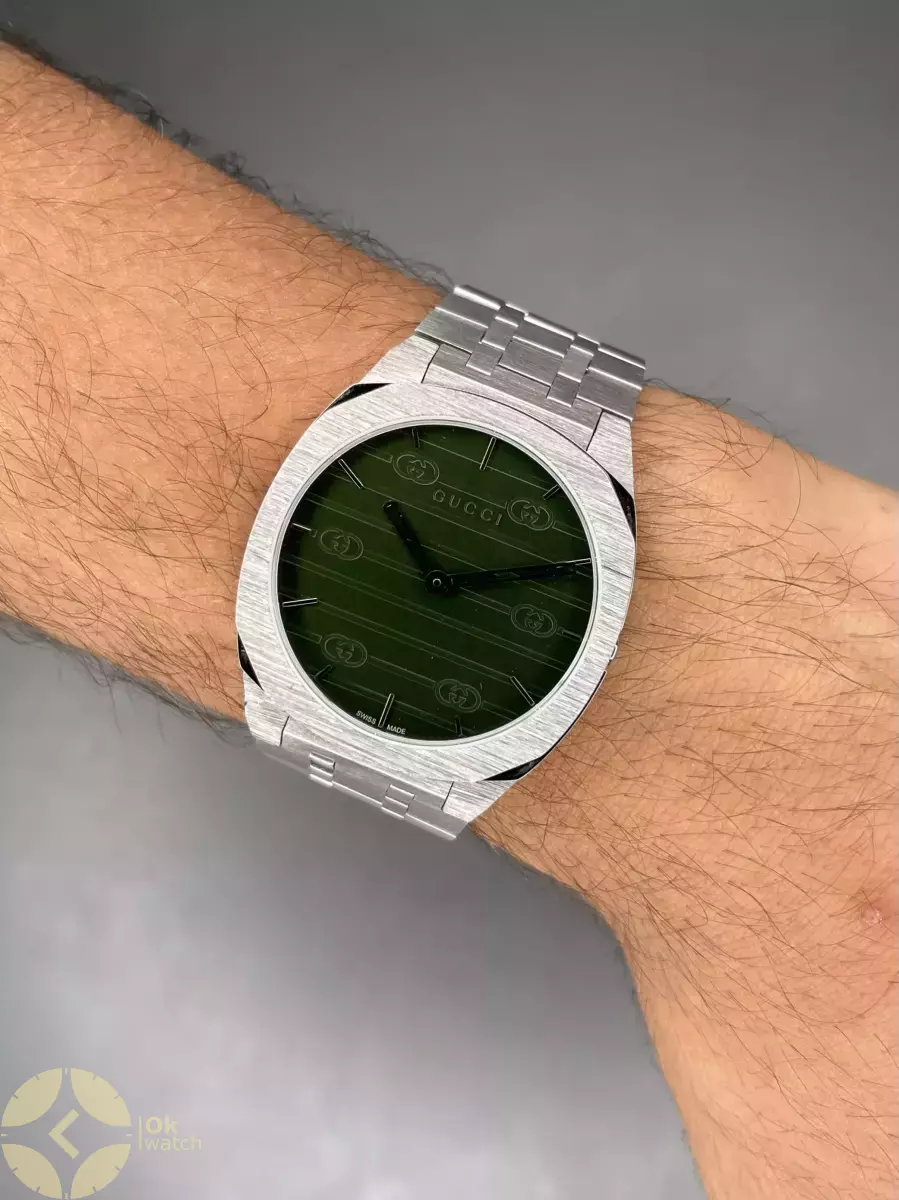 ساعت مچی گوچی بند سیلور صفحه سبز Gucci