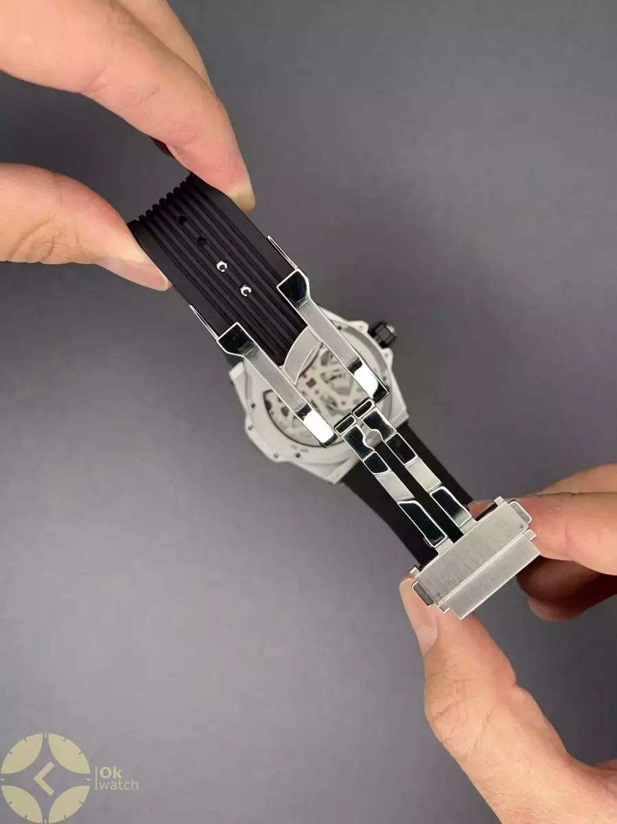 ساعت مچی اوبلو جمجمه‌ای قاب سیلور بند مشکی Hublot MP-09 Tourbillon silver