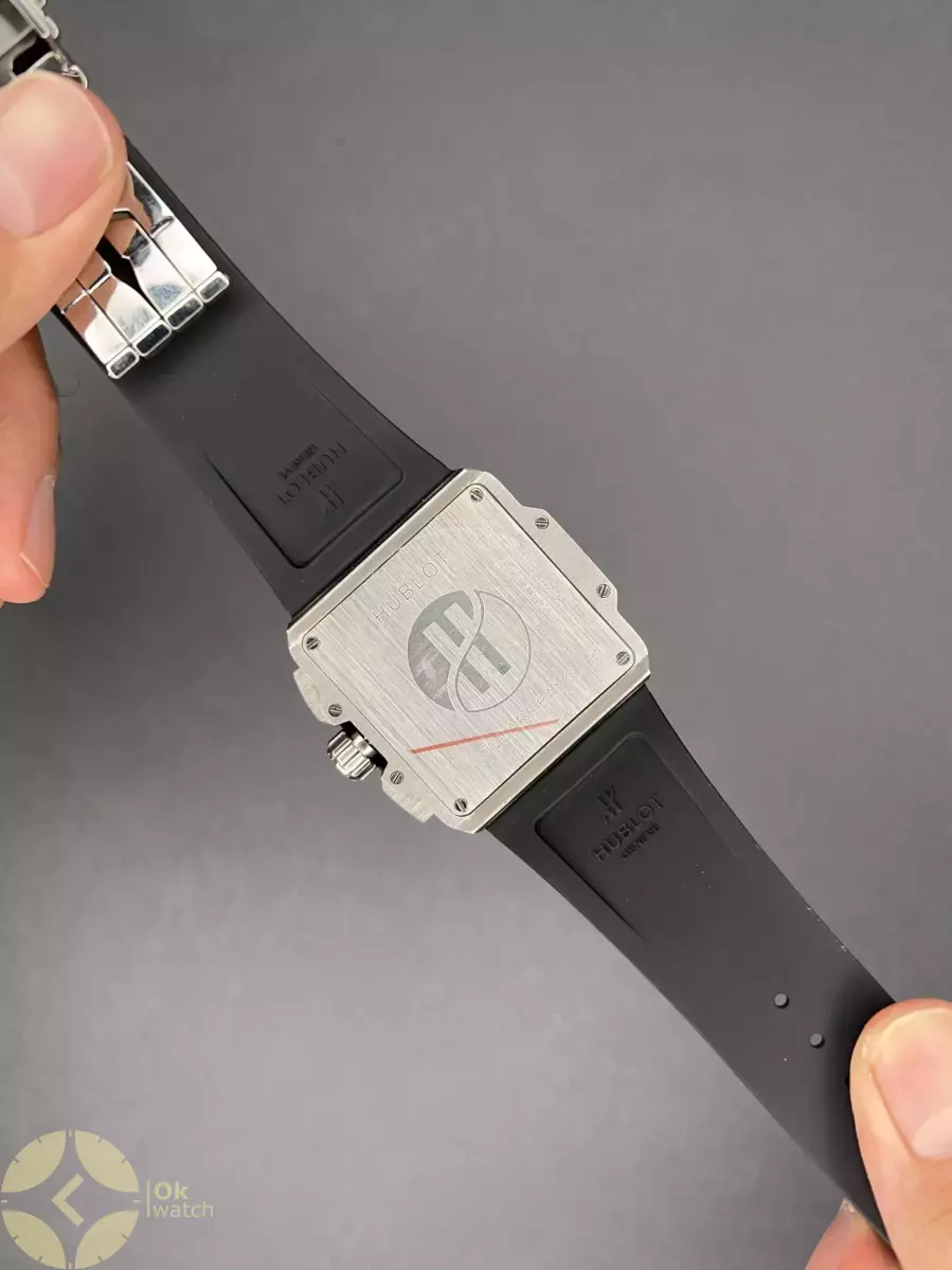 ساعت مچی اوبلو بند صفحه مربعی قاب سیلور Hublot Square Bang Unico