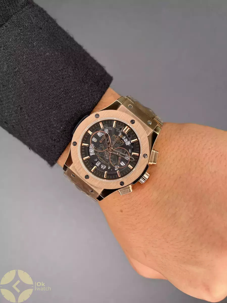 ساعت مچی اوبلو کرنوگراف رزگلد اسکلتون Hublot Chronograph Classic Rose Gold