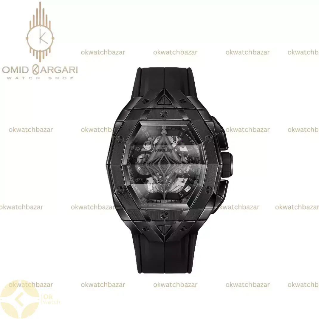 ساعت مچی اوبلو کهکشانی تمام مشکی Hublot Spirit of Big Bang Sang Bleu