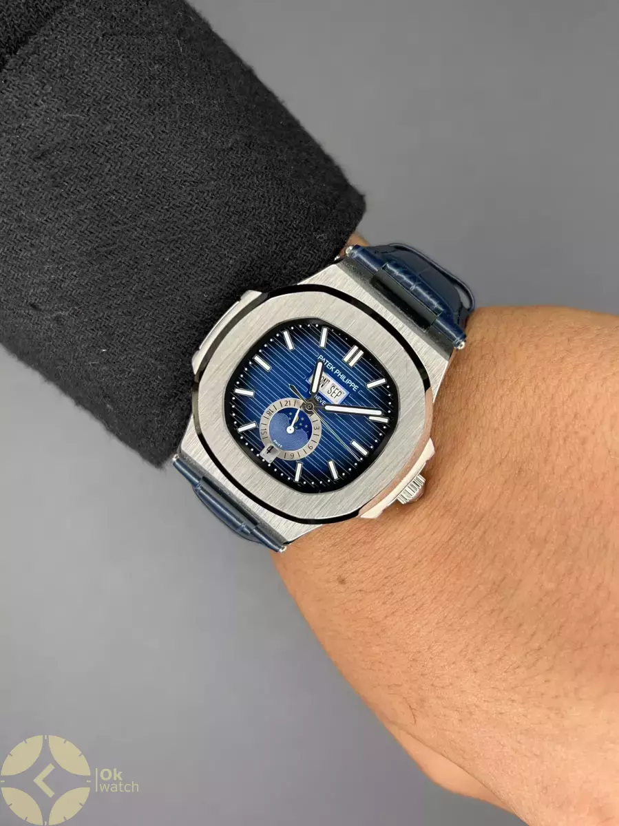 ساعت مچی پتک فیلیپ دو تقویم بند سرمه ای Patek Philippe Two Automatic Calendars