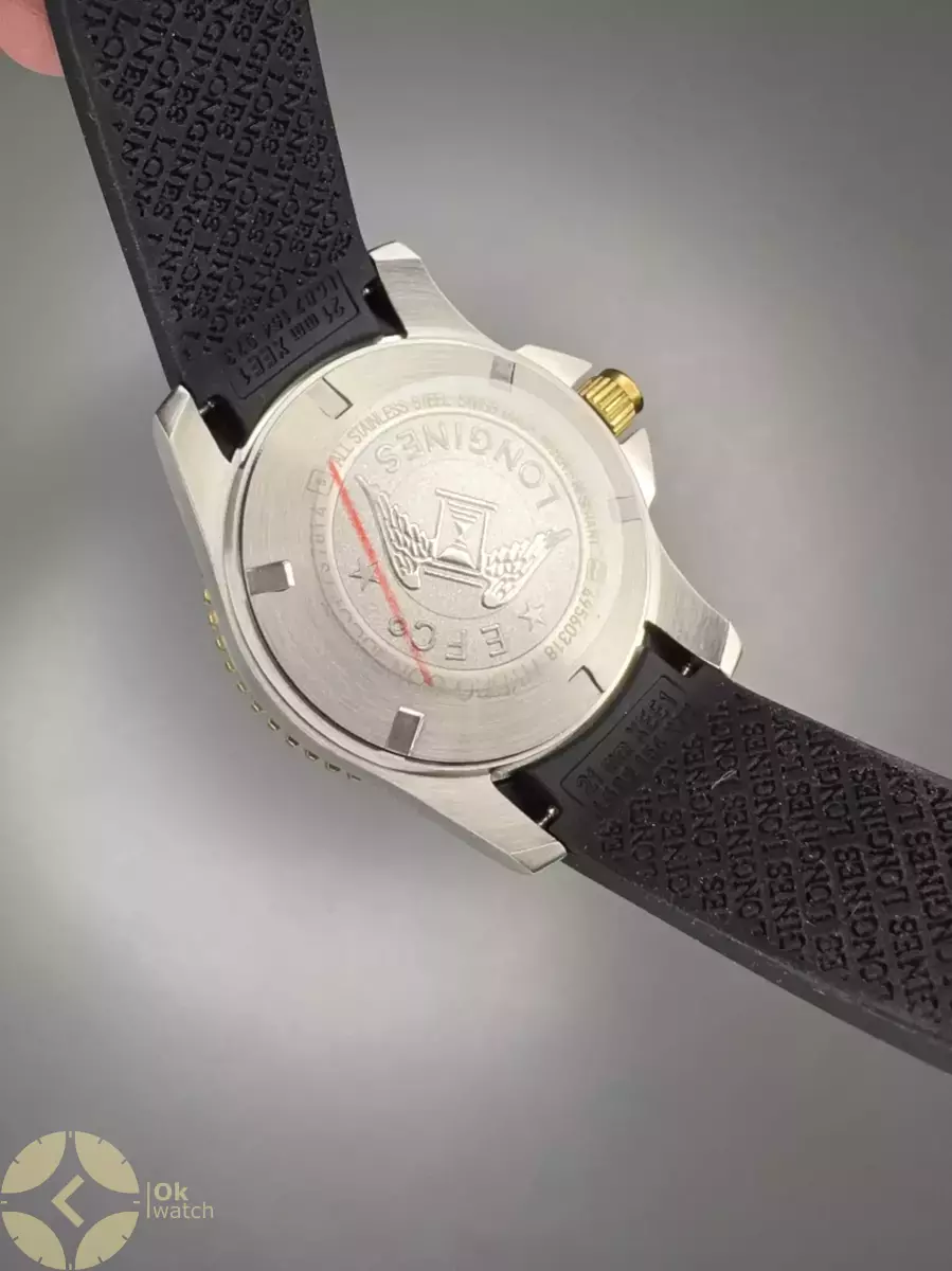 ساعت مچی لونژین اتوماتیک بند رابر مشکی بزل طلایی Longines