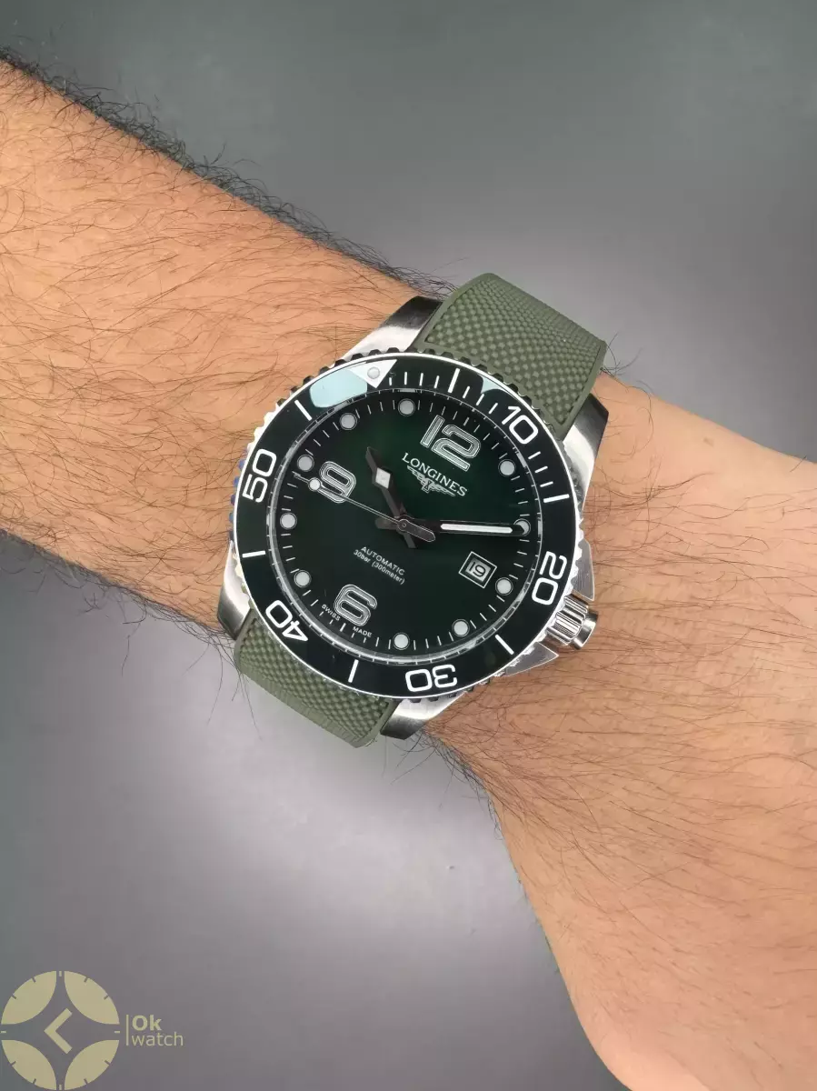 ساعت مچی لونژین اتوماتیک بند رابر سبز Longines