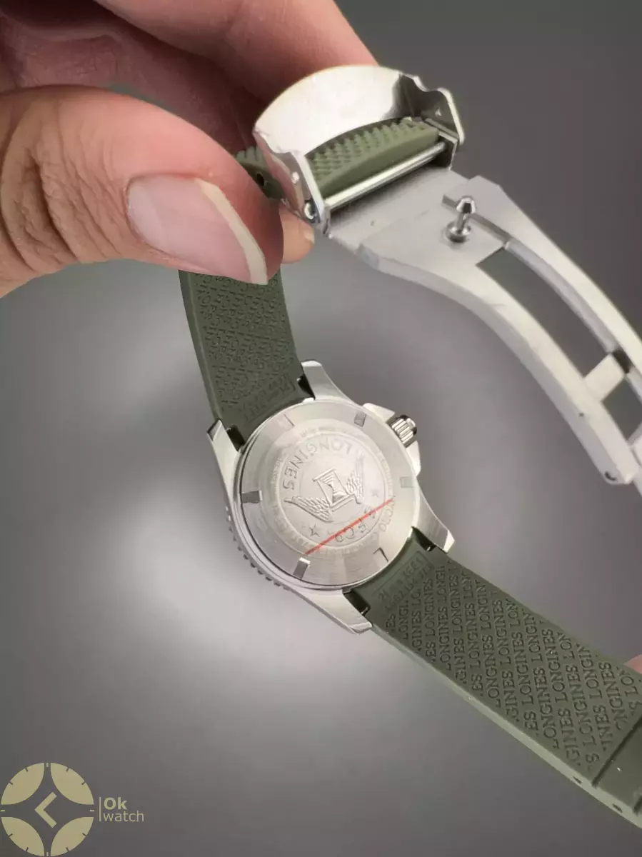 ساعت مچی لونژین اتوماتیک بند رابر سبز Longines