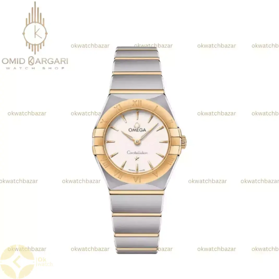 ساعت مچی امگا کانستلیشن بند سیلورطلایی صفحه سفید Omega Constellation
