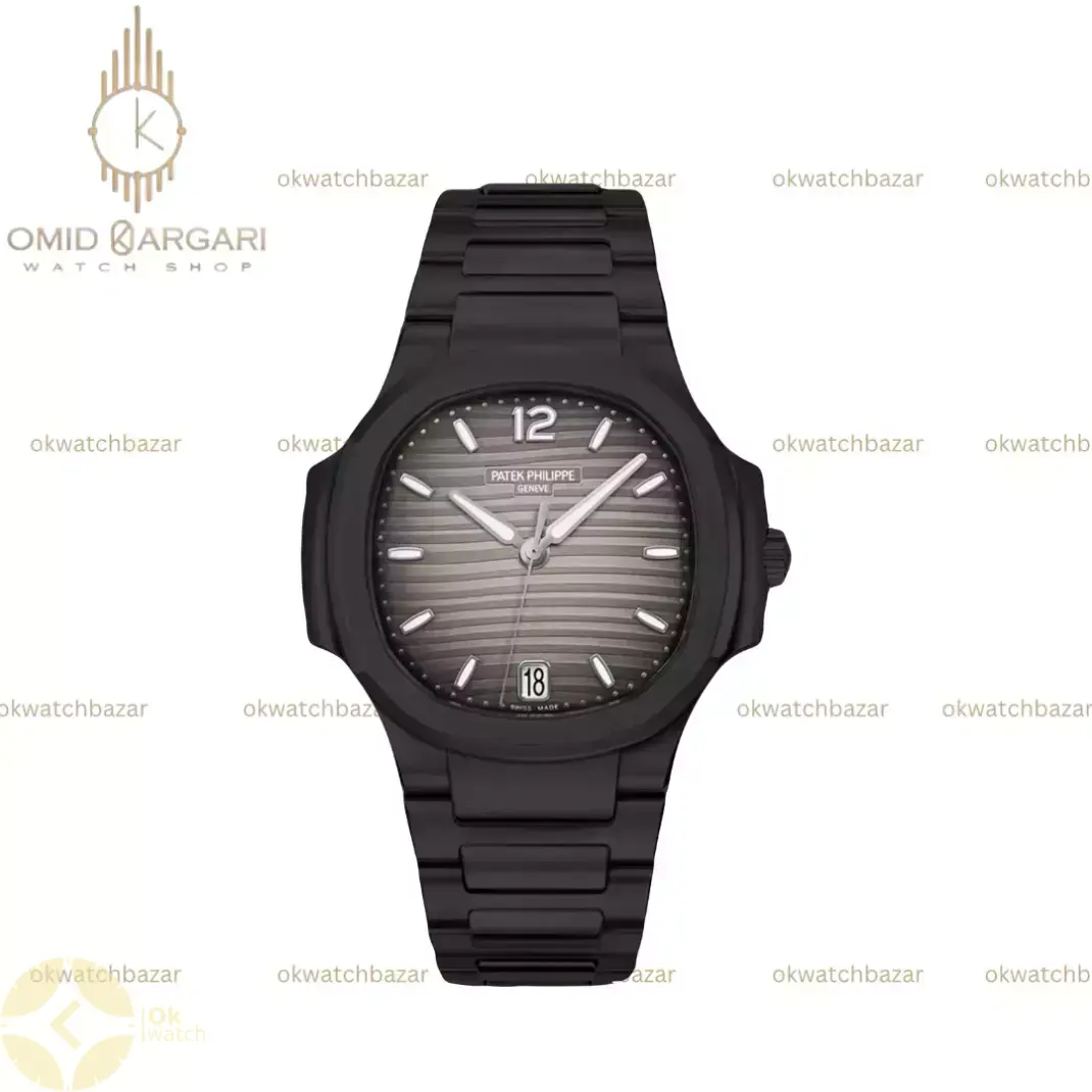 ساعت مچی پتک فیلیپ مشکی موتور اتوماتیک صفحه دودی Patek Philippe Nautilus
