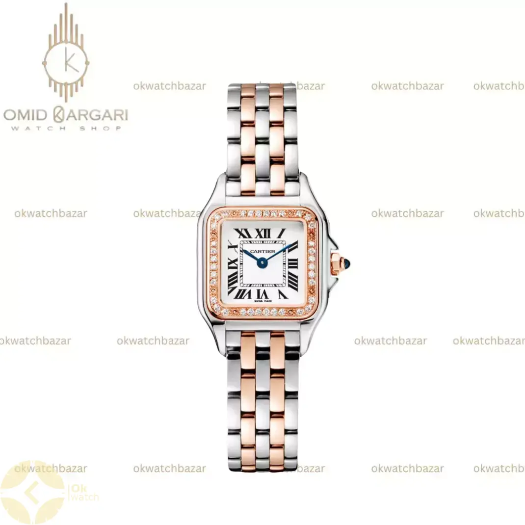 ساعت مچی کارتیه پنتر سیلور رزگلد دورنگین Cartier Panthere