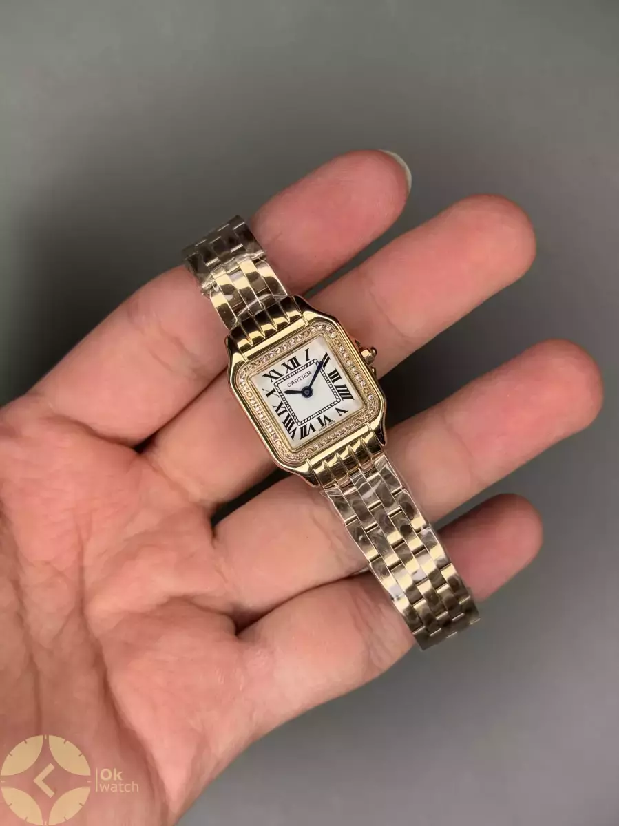 ساعت مچی کارتیه پنتر بند رزگلد دورنگین Cartier Panthere