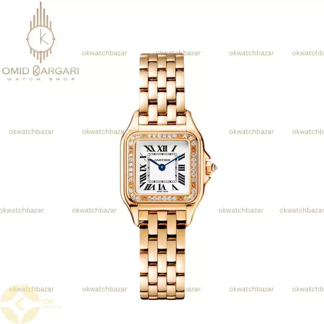 ساعت مچی کارتیه پنتر بند رزگلد دورنگین Cartier Panthere
