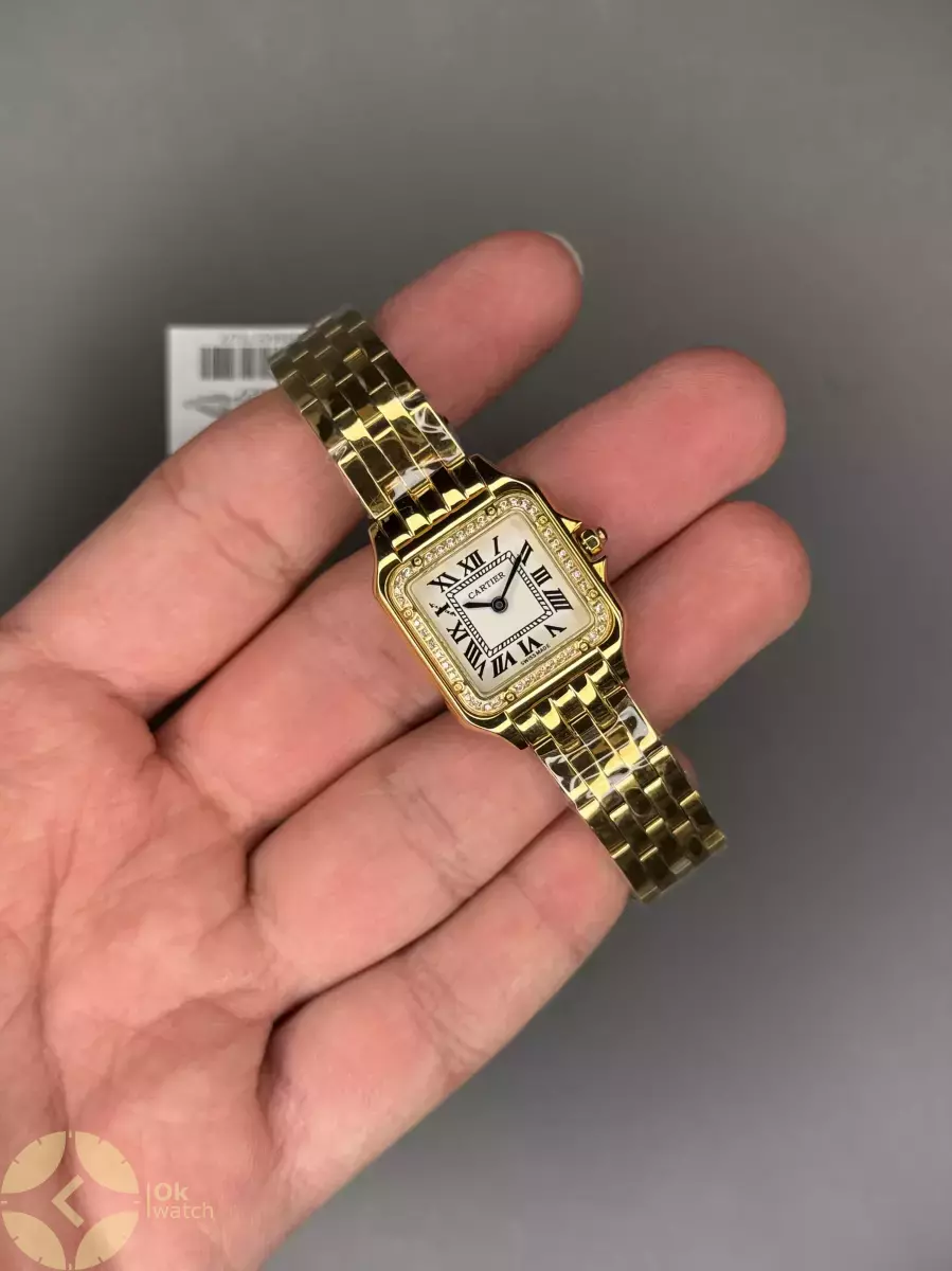 ساعت مچی کارتیه پنتر بند طلایی دورنگین Cartier Panthere