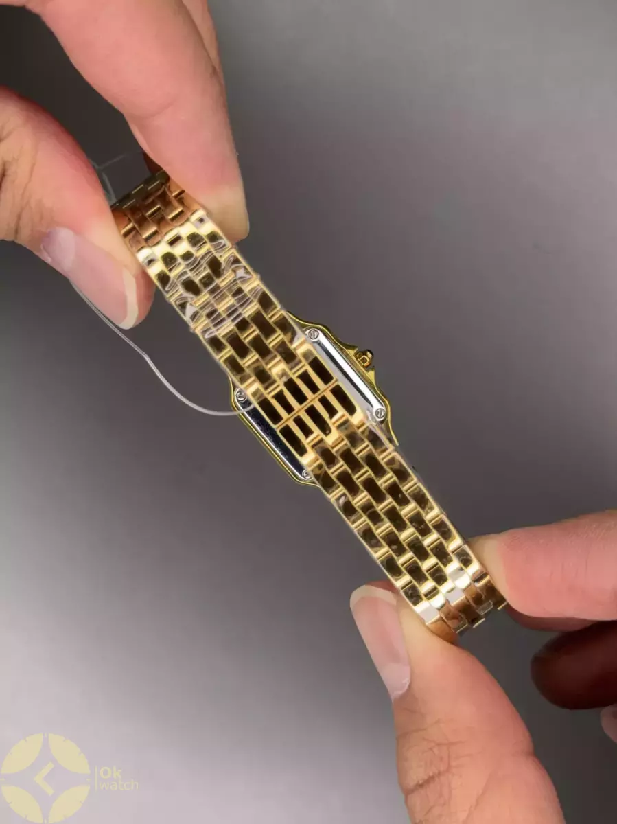 ساعت مچی کارتیه پنتر بند طلایی دورنگین Cartier Panthere