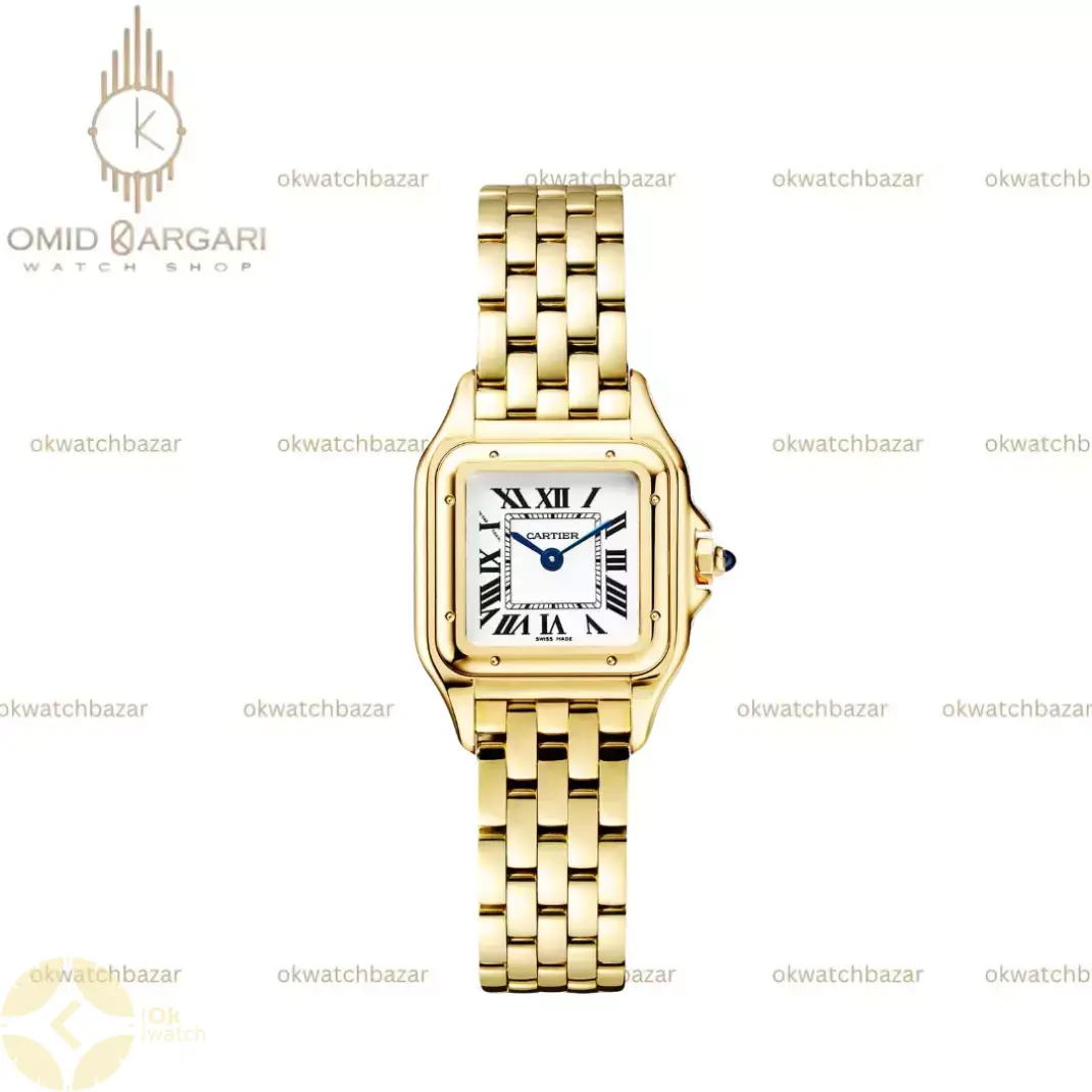 ساعت مچی کارتیه پنتر بند طلایی صفحه سفید Cartier Panthere