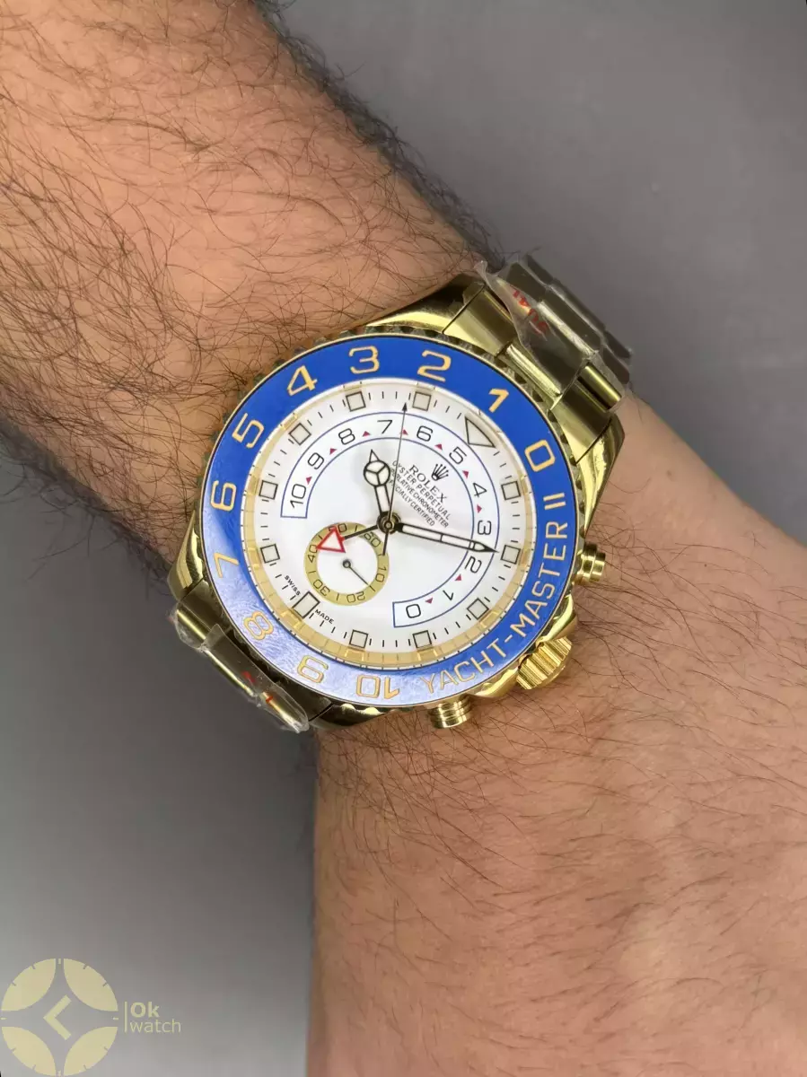 ساعت مچی رولکس یات مستر اتوماتیک بند طلایی صفحه سفید Rolex Yacht master