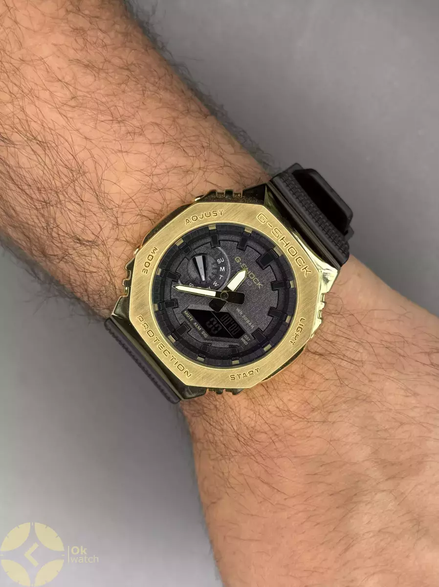 ساعت مچی کاسیو جی-شاک بند مشکی قاب طلایی Casio G-Shock 2100G - 1A9ER
