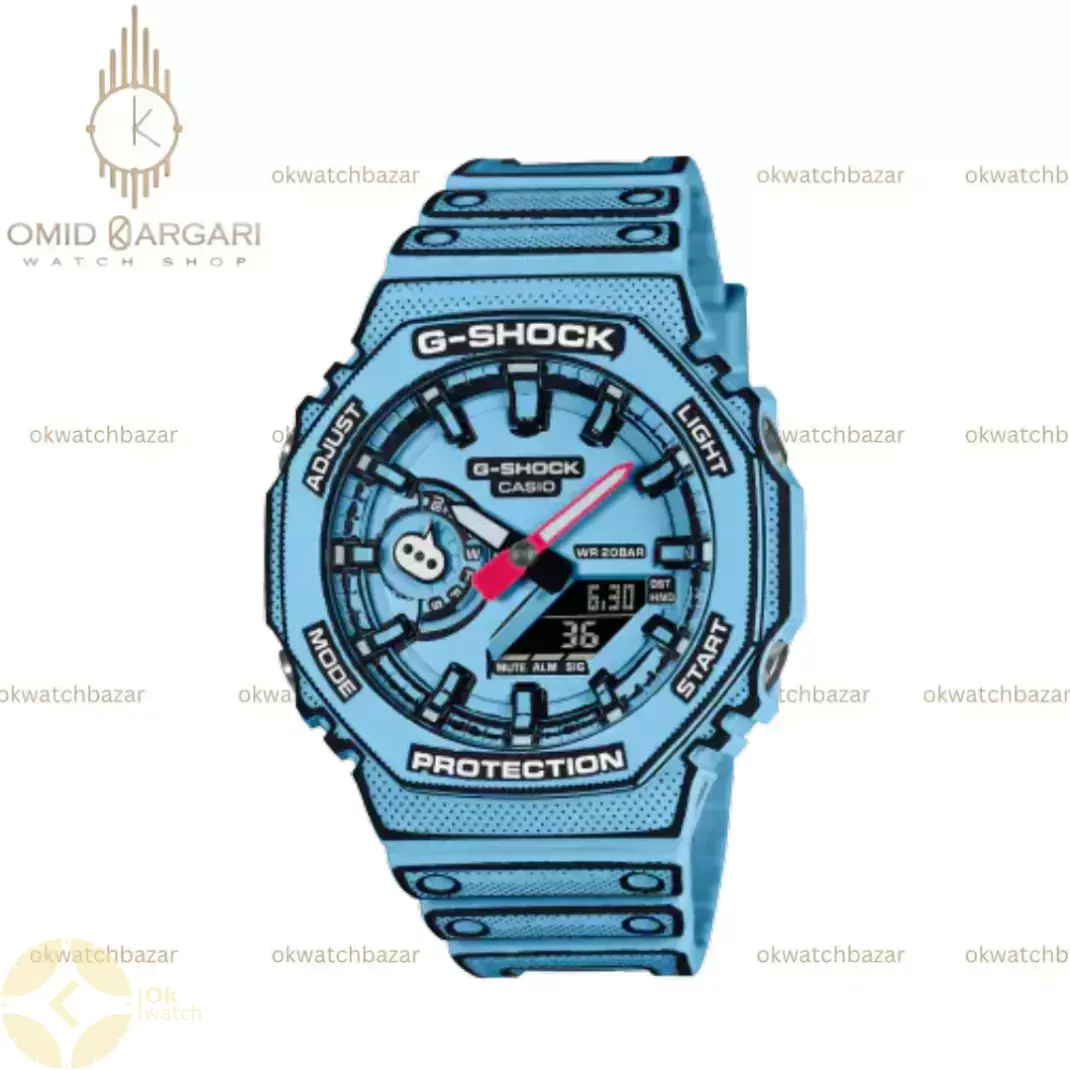 ساعت مچی کاسیو جی-شاک مانگا بند آبی Casio G-Shock 2100MNG