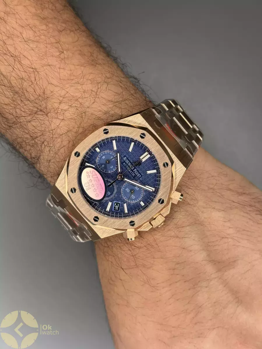 ساعت مچی اودمار پیگه کورنوگراف بند رزگلد صفحه سرمه ای Audemars Piguet