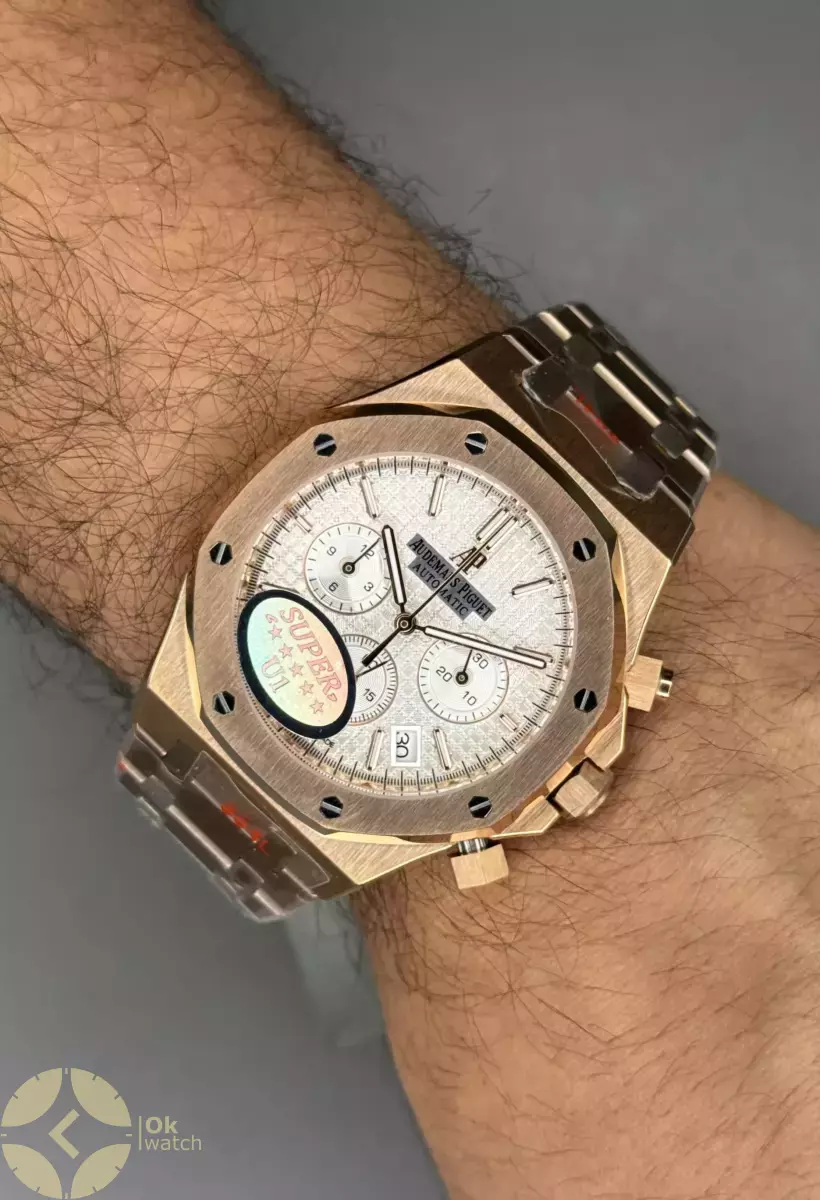 ساعت مچی اودمار پیگه کورنوگراف بند رزگلد صفحه سفید Audemars Piguet
